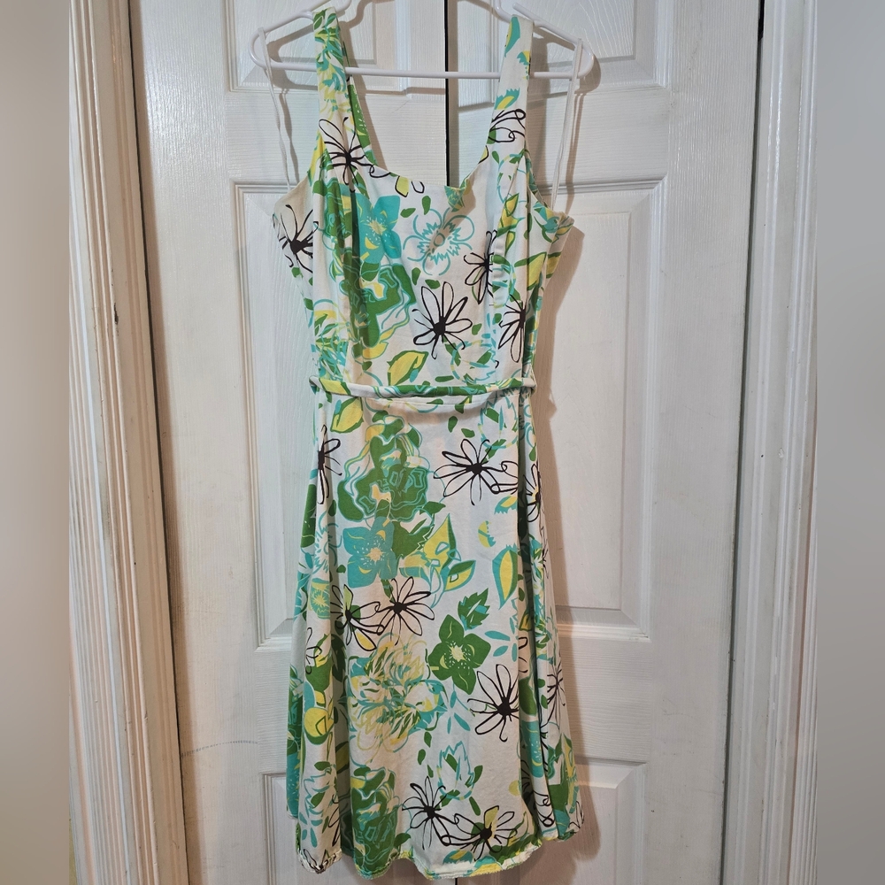 Breakin Loose Blue Green Turquoise Teal Mint Women Dress Floral Print Size 14